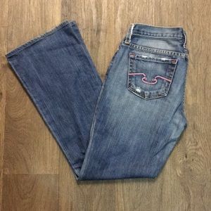 Blue Cult Blue wash denim with pink accent size 28